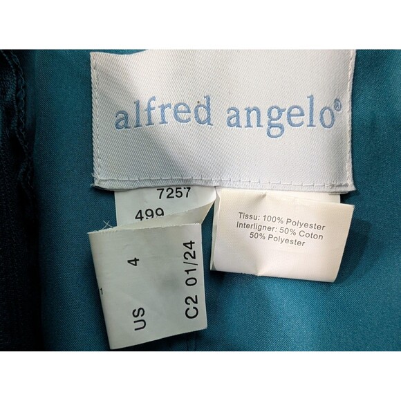 Alfred Angelo Blue Teal One Shoulder Chiffon‎ Gown Dress 4 - Picture 7 of 10